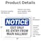 Signmission Exit Sign, Vinyl Decal, 7 in W, 5 in H, Exit Only Re-Entry From Main Hallway OS-2PACK-NS-D-57-L-12230 - alternate 5